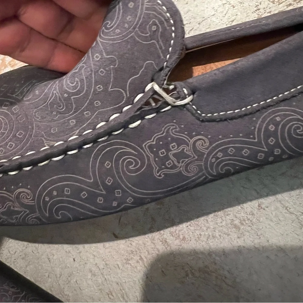 Robert Graham Soprano Paisley Gray‎ Embossed Mens Size 9 Leather Slip On